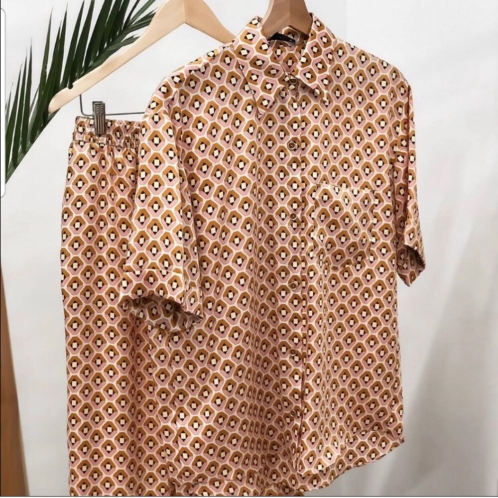 Zara | Geometric Print Pajama Set Size Small